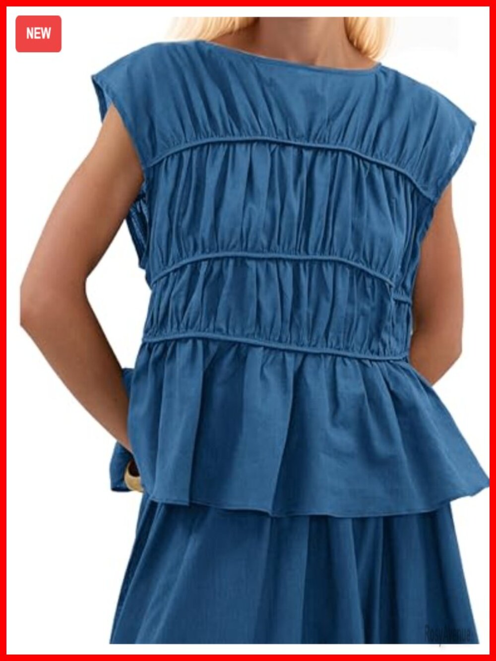 Women's Tiered Shirred Tank Top Babydoll Flared Casual Summer Tee